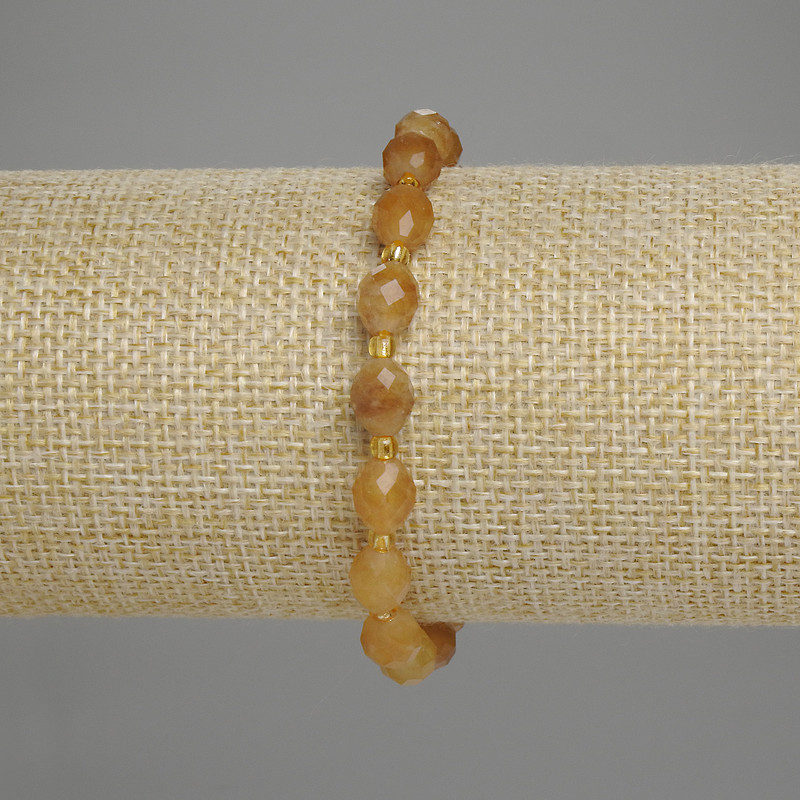 Bransoletka z cytrynu – fasetowane ziarenka 8×6 mm, koraliki 3 mm, długość 18 cm