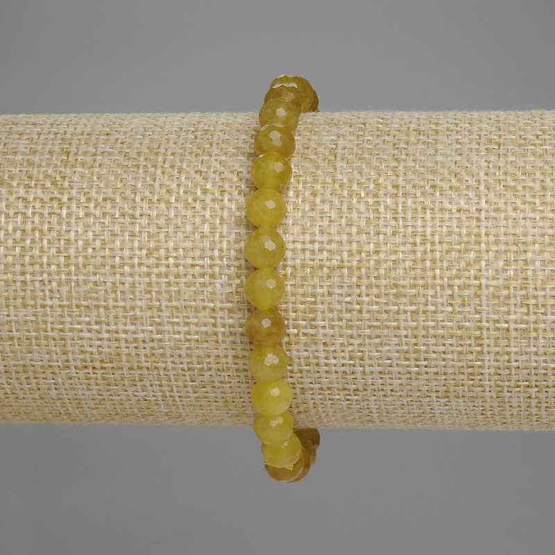 Bransoletka z żółtym kwarcem, fasetowane kulki 6 mm, długość 18 cm