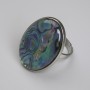 Kolczyk sztyft z chalcedonem, owalny, 27×20 mm ± bez, metal w kolorze srebra