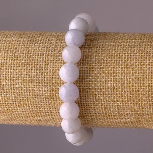Bransoletka z akwamarynu na elastycznej gumce, gładka kulka, średnica 10 mm, obwód 18 cm