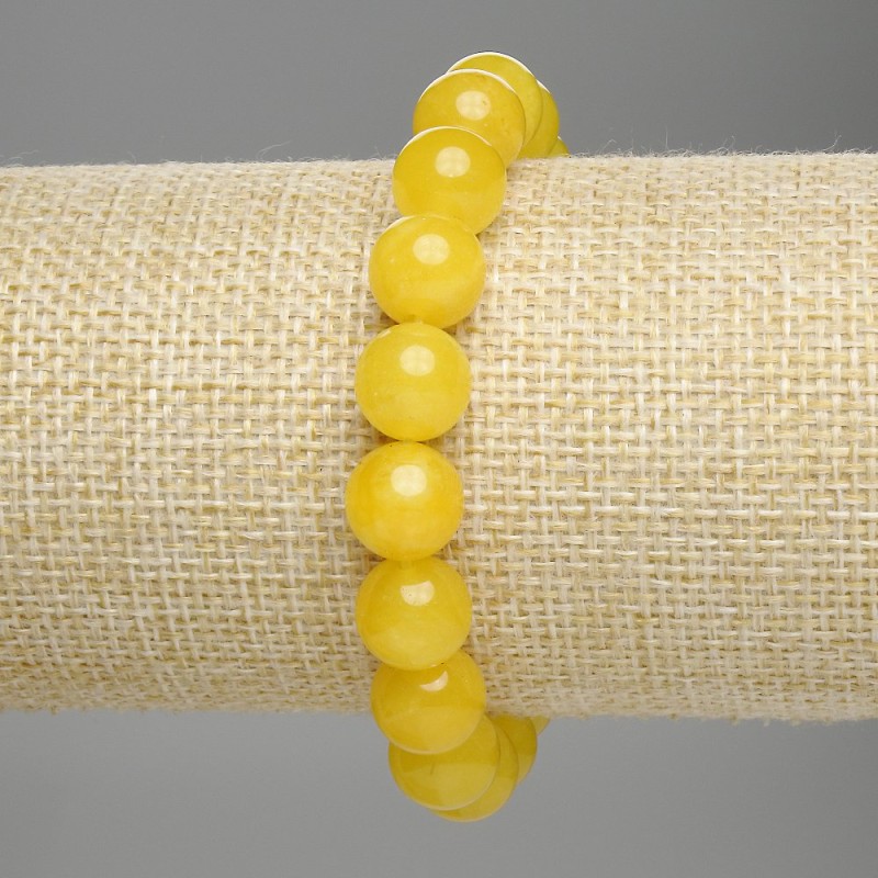 Bransoletka z cytrynem – gładkie kulki, średnica 10 mm, długość 18 cm, elastyczna
