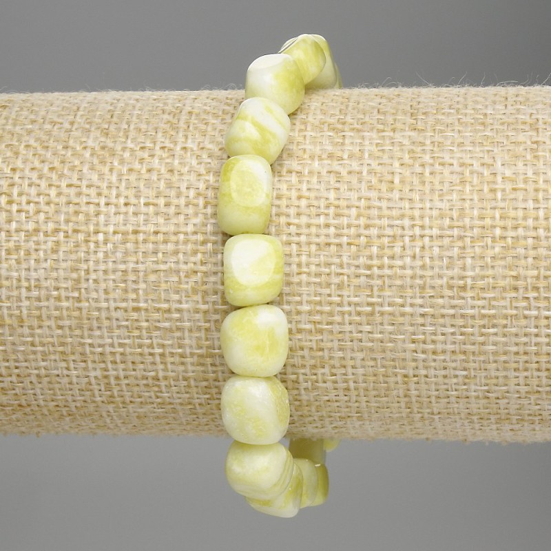 Bransoletka z jadeitu fasetowanego, średnica 9–10×8 mm, długość 18 cm, elastyczna