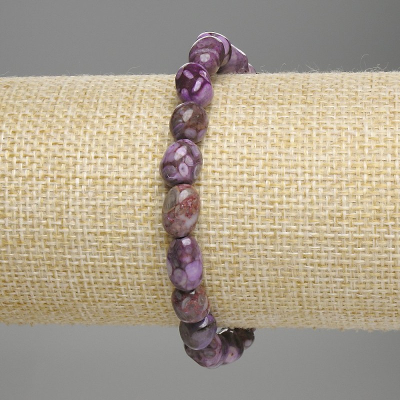 Bransoletka z agatu fasetowanego, koraliki o średnicy 7–9 × 7,5 mm, długość 18 cm, elastyczna