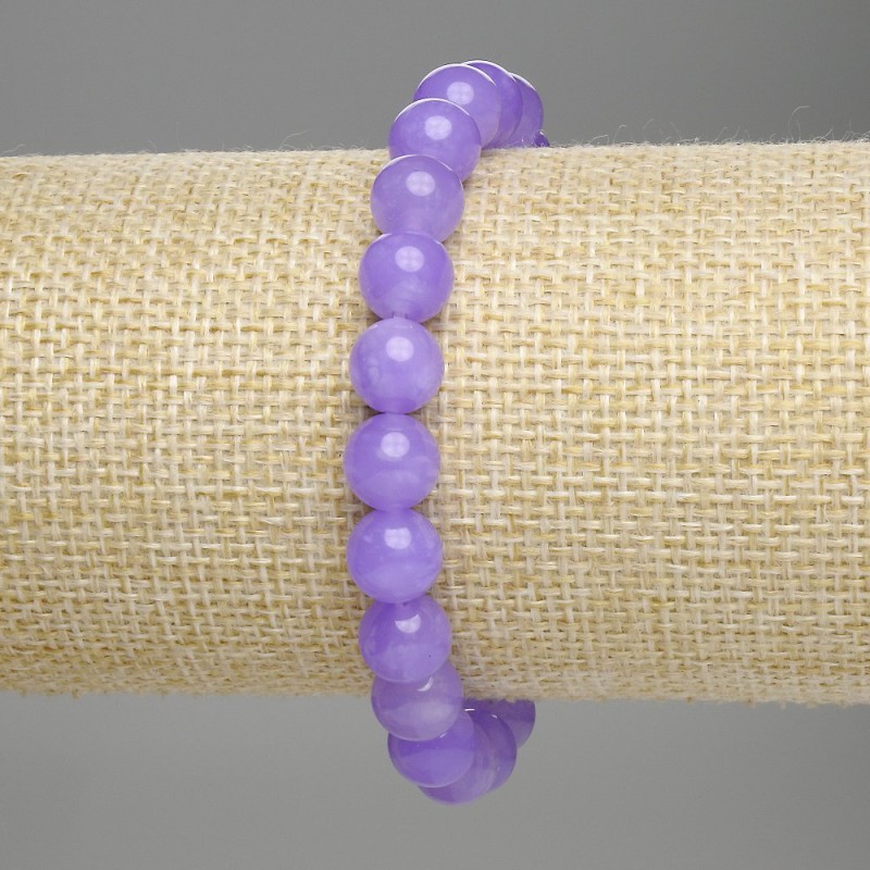 Bransoletka z lawendowego ametystu, gładka kuleczka, średnica 8 mm, długość 18 cm, elastyczna