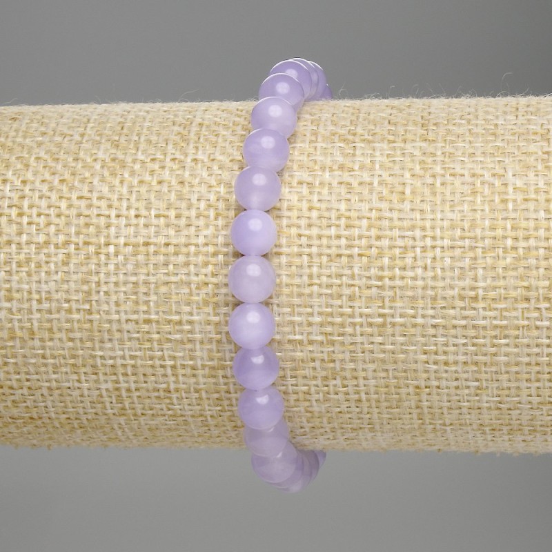 Bransoletka z lawendowego ametystu – gładkie kuleczki o średnicy 6 mm, długość 18 cm, elastyczna