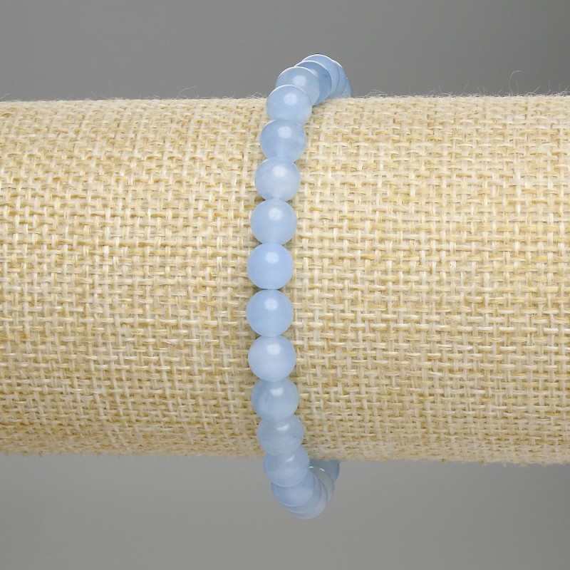 Bransoletka z akwamarynu, gładkie kuleczki, średnica 6 mm, długość 18 cm, elastyczna