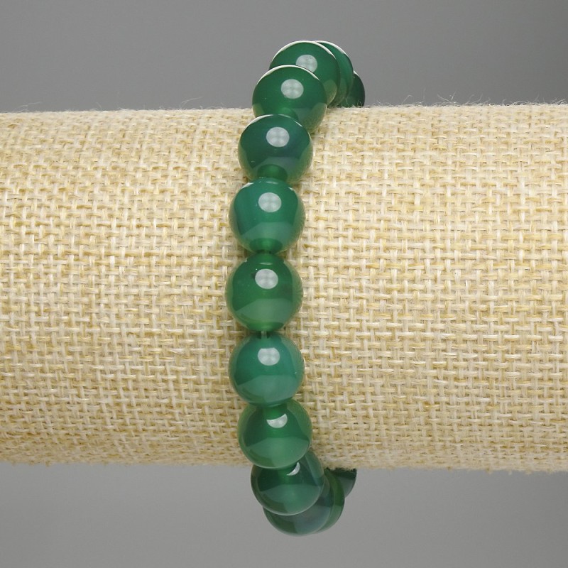 Bransoletka z agatu – gładkie kulki, średnica ok. 10 mm, długość 18 cm, elastyczna