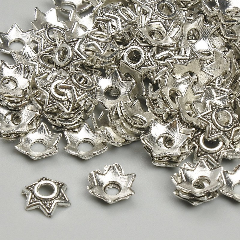Kapturek koralikowy do koralików, średnica 7 mm, otwór 2,5 mm, kolor metalu srebrzysty, opakowanie 20 g (~127 szt.)