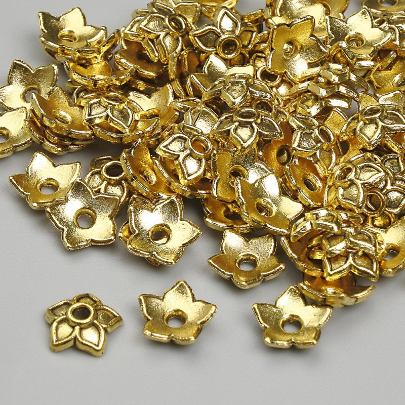 Czapeczka do koralika, kolor złoty, średnica 8 mm, otwór 1,7 mm, opakowanie 20 g (~95 szt.)