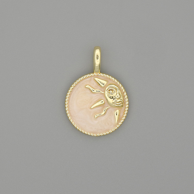 Wisiorek „Słońce” z złotego metalu, średnica 21×15 mm