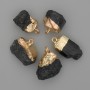 Wisiorek z turmalinu Sherl, nieobrobiony kamień, metal złocisty, 24–32×14–22 mm, różne rozmiary