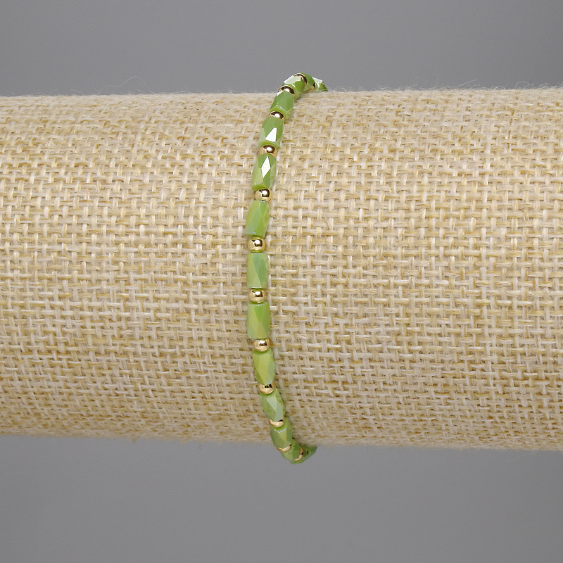 Bransoletka z czeskiego kryształu, szlifowane cylindry 5×3 mm oraz kuleczka 2 mm, długość 18 cm, elastyczna