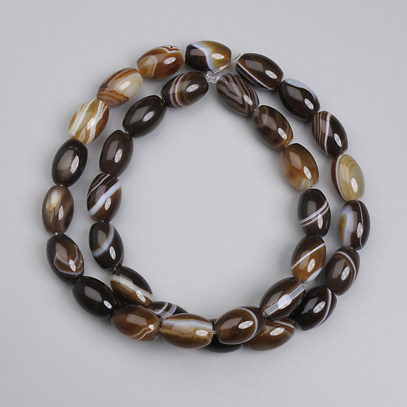 Koraliki agatowe w formie baryłki, średnica 12×8 mm, długość około 39 cm, na nici