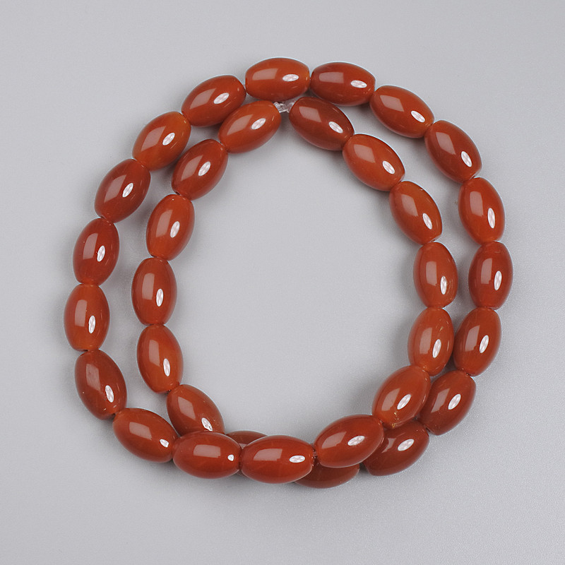Koraliki karneolu barilo, średnica 12x8 mm ± na nitce, długość 39 cm+