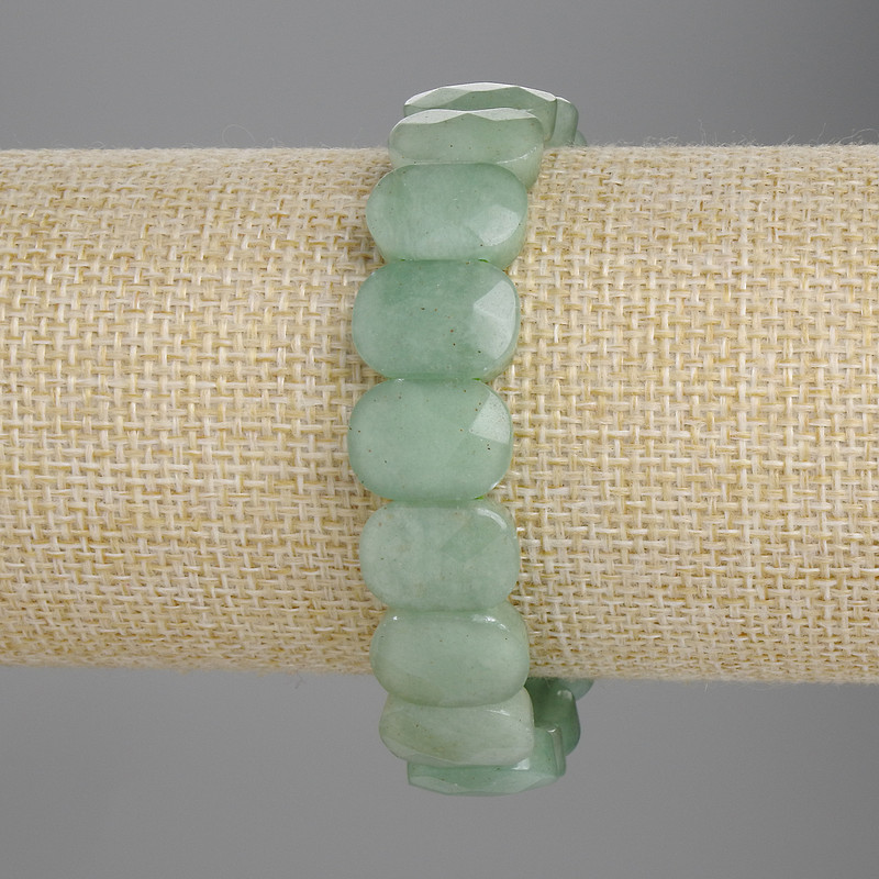 Bransoletka z nefrytu, fasetowane ogniwo 14×10 mm, długość 18 cm, elastyczna
