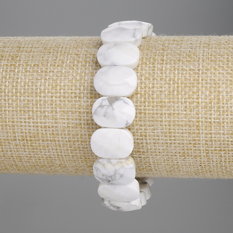 Bransoletka z howlitem, fasetowane ogniwo 14×10 mm, długość 18 cm, elastyczna