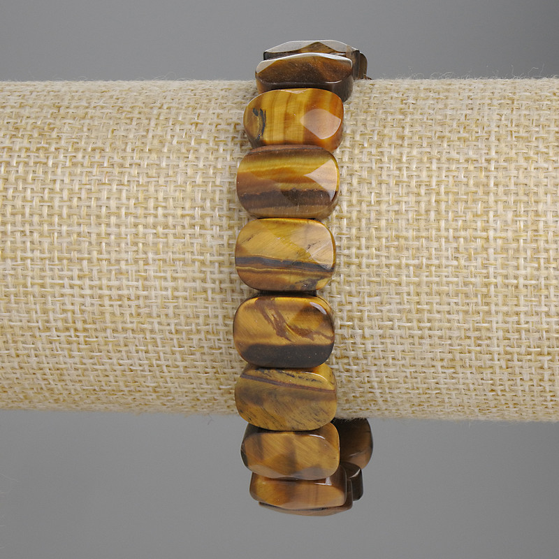 Bransoletka z tygrysiego oka, fasetowane ogniwo 14×10 mm, długość 18 cm, elastyczna