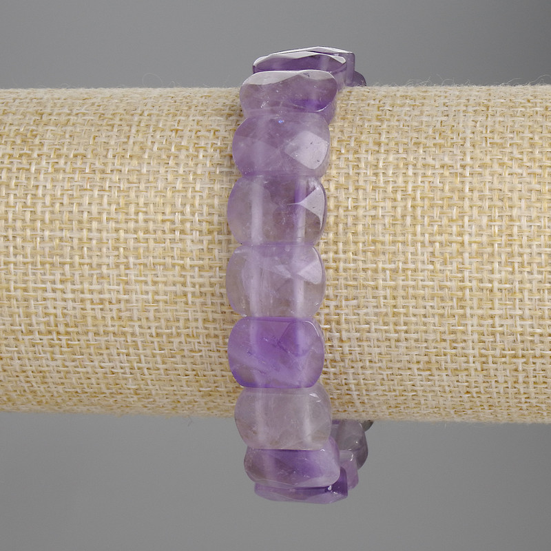 Bransoletka z fasetowanego ametystu, ogniwo 14×10 mm, długość 18 cm, elastyczna