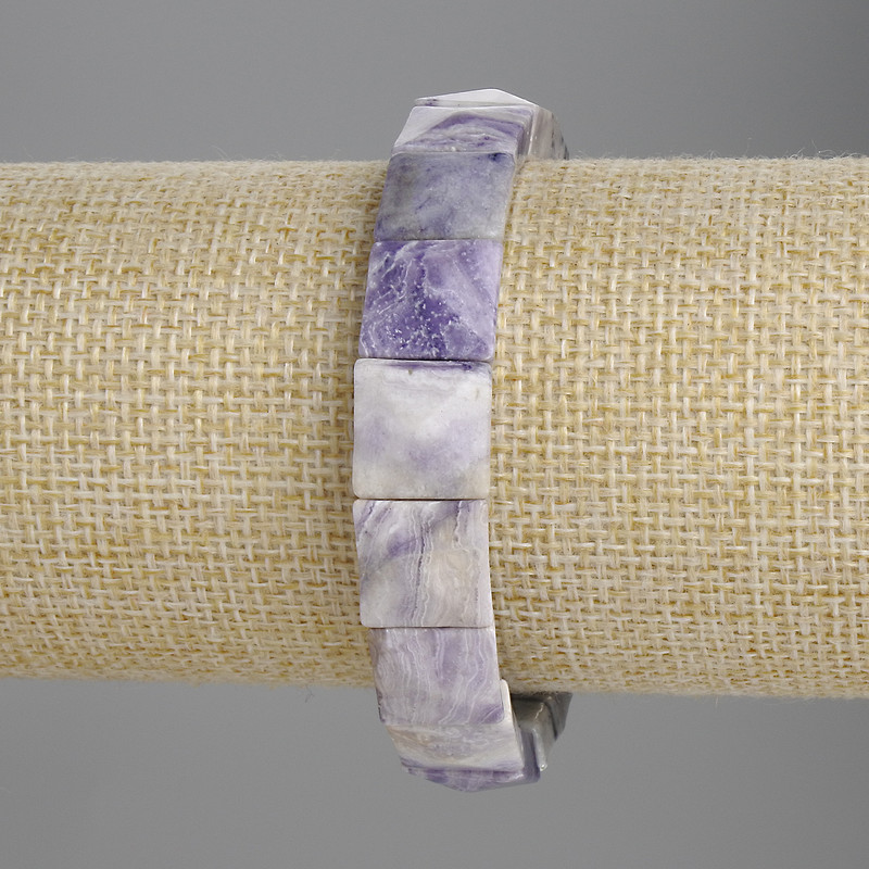 Bransoletka z charoitu fasetowana 12×12 mm, długość 18 cm, elastyczna