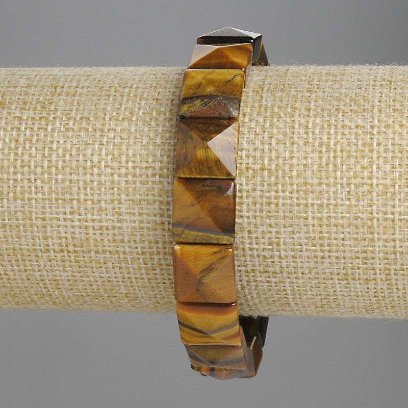 Bransoletka z tygrysiego oka, szlifowane 12×12 mm, długość 18 cm, na elastycznej gumce