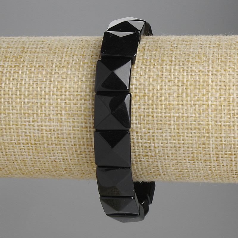 Bransoletka z agatu szlifowanego 12×12 mm, długość 18 cm, elastyczna