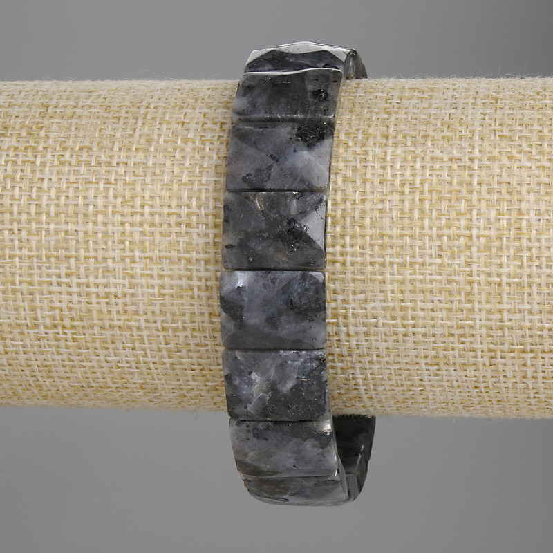 Bransoletka z labradorytu, fasetowane ogniwa 15×11 mm, długość 18 cm, na elastycznej żyłce