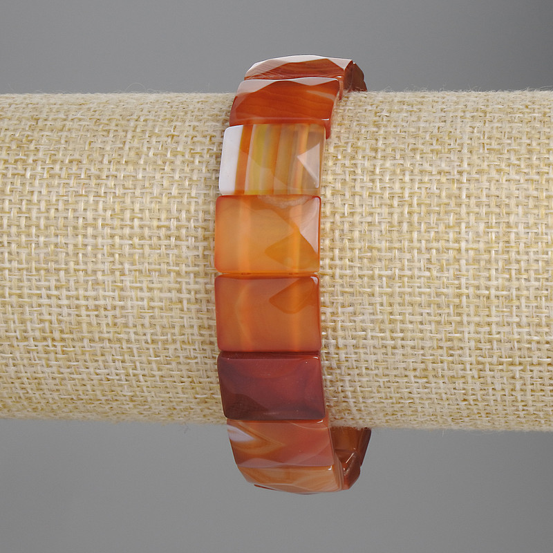 Bransoletka z karneolu fasetowanego, ogniwa 15×11 mm, długość 18 cm, elastyczna