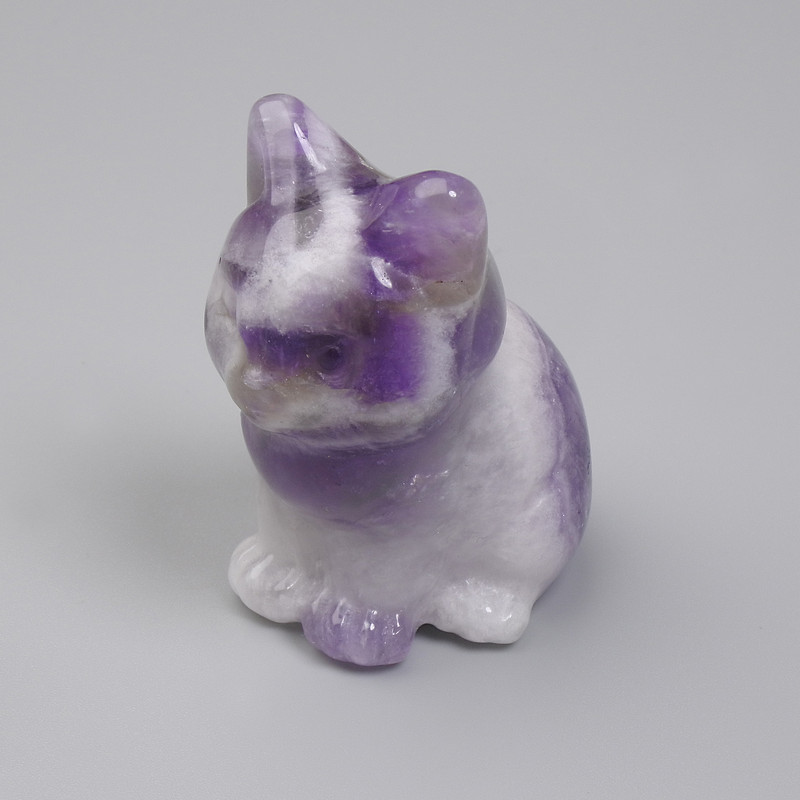 Pamiątkowa statuetka kota z ametystu 40×30×23 mm+