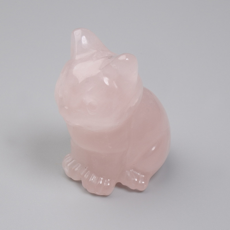 Statuetka pamiątkowa Kotka z różowego kwarcu 40×30×23 mm+