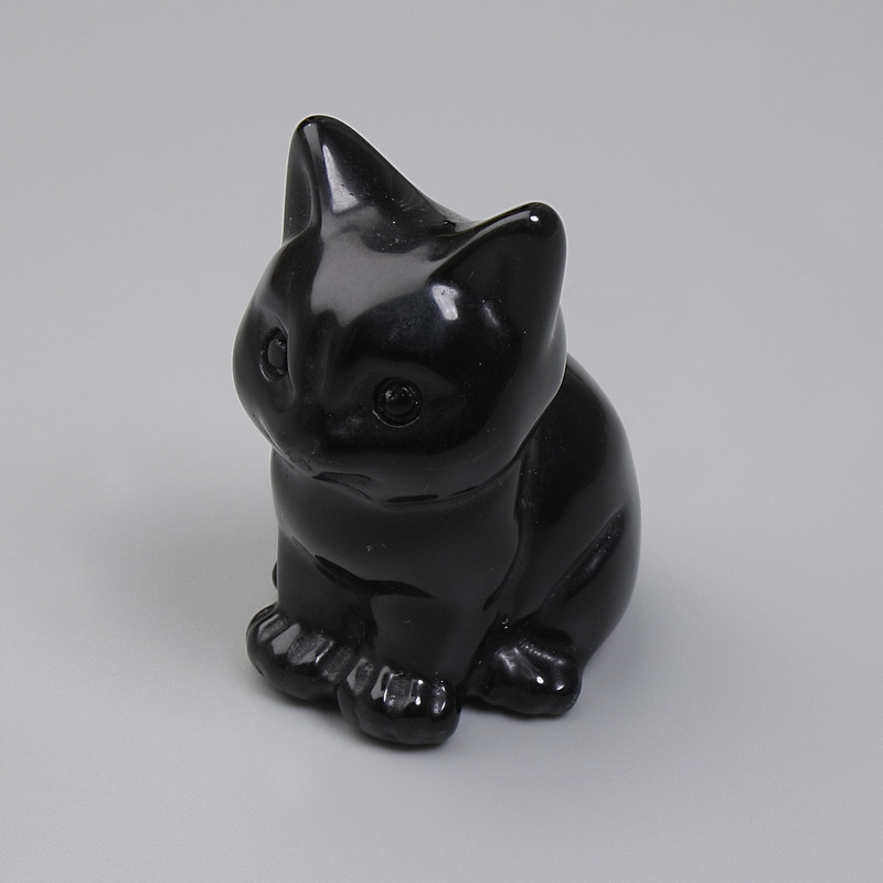 Figurka pamiątkowa kotka z czarnych agatów 40×30×23 mm+