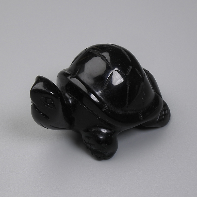 Statuetka żółwia z czarnego agatu 55×33×35 mm+