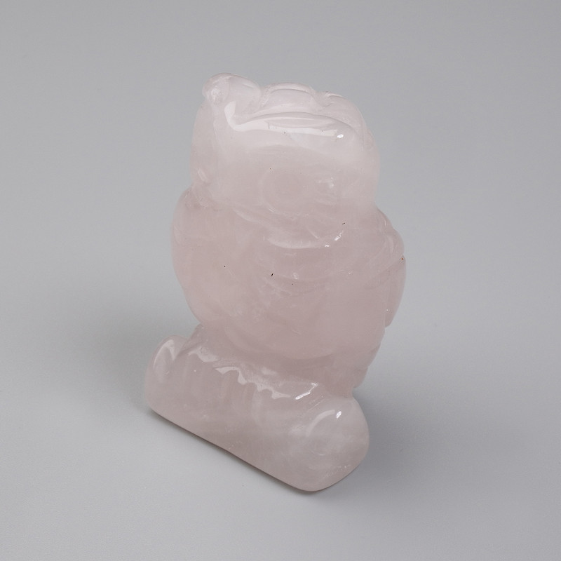 Statuetka sowy z różowego kwarcu 52×33×25 mm+