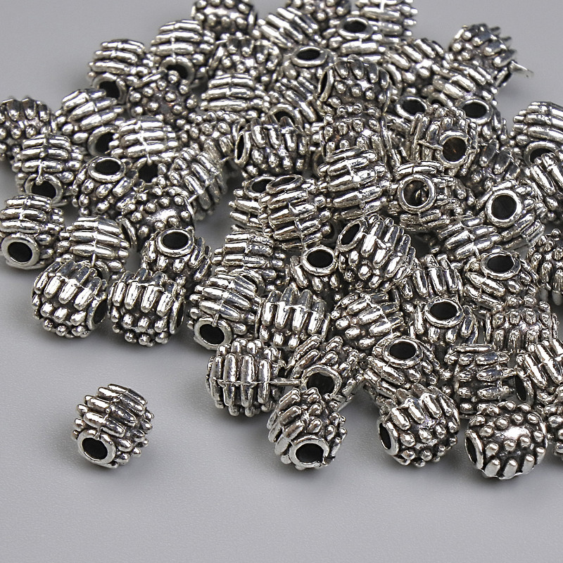 Koralik-wstawka, kolor metalu: srebrny, średnica 5×5 mm, otwór 2 mm, opakowanie 20 g (~70 szt.)