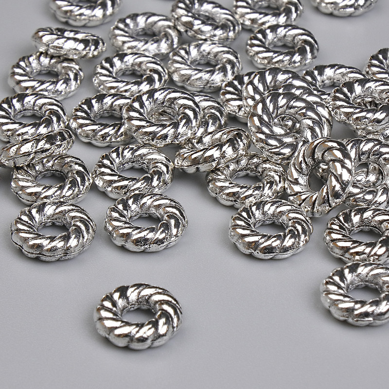 Koralik-wkładka do biżuterii w kolorze srebrnym, średnica 8×2 mm, otwór około 3,2 mm, opakowanie 20 g ~39 szt. +