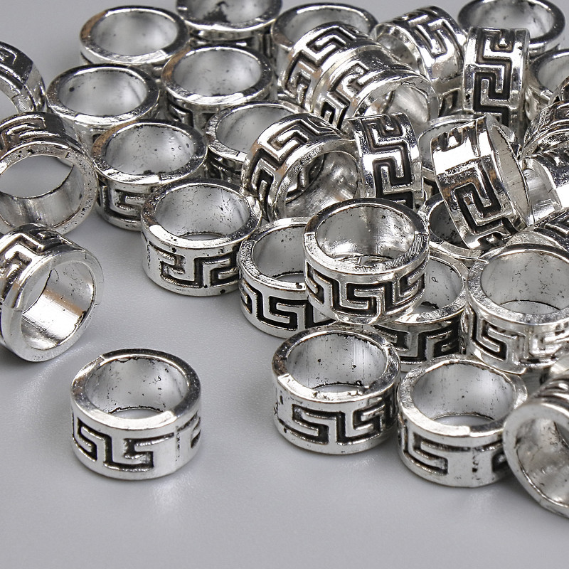 Akcesoria jubilerskie – wkładka koralikowa w kolorze metalu srebrnym, średnica 7×4 mm ± otwór, średnica 6 mm ±, opakowanie 20 g ~44 szt. +