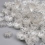 Furnitura jubilerska – czapeczki do koralików w kolorze jasnego srebra, średnica 10×1 mm ±, otwór o średnicy około 1,5 mm ±, opakowanie 20 g ~200 szt. +