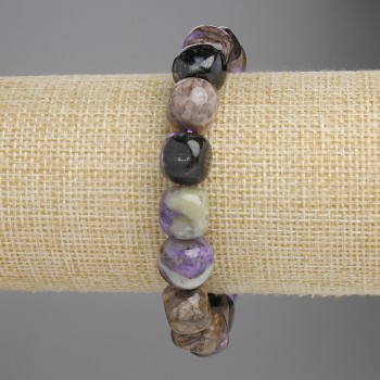 Bransoletka z charoitu fasetowanego, średnica 11×10 mm, koraliki 5 mm ±, długość 18 cm ±, elastyczna