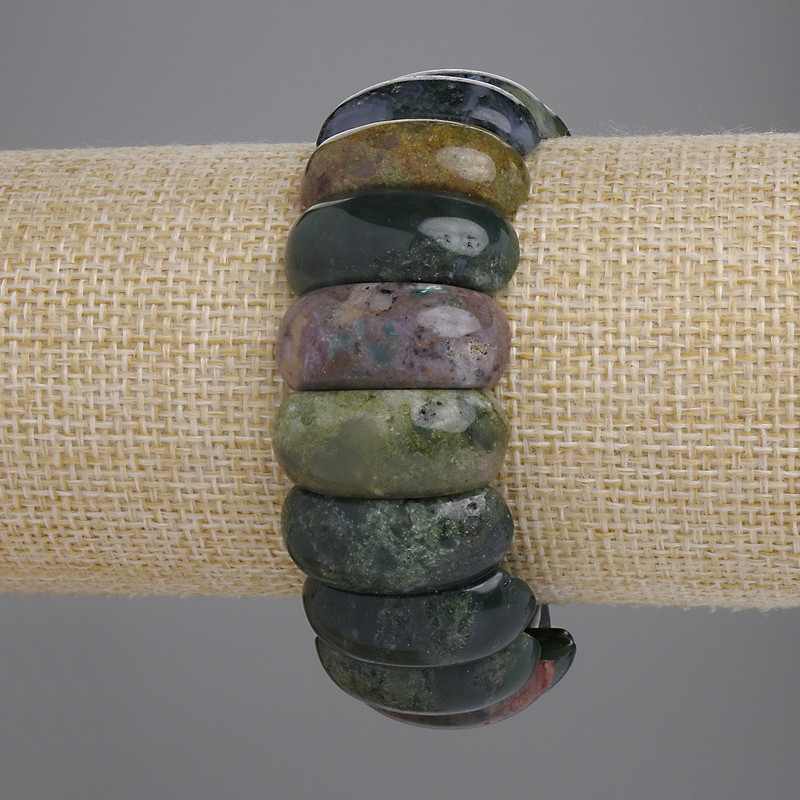 Bransoletka z agatu mechowego – ogniwo, średnica 25×11 mm, długość 18 cm ±, elastyczna (z naturalnymi niedoskonałościami)