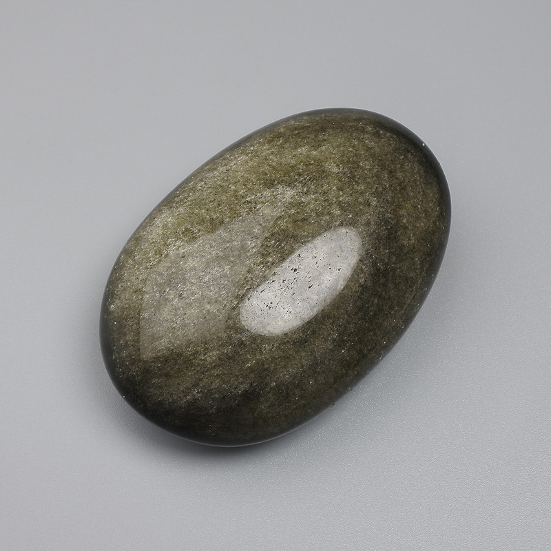 Naturalny kamień obsydian słoneczny, polerowany bez otworu, 50×35 mm ± (za 100 g ±)