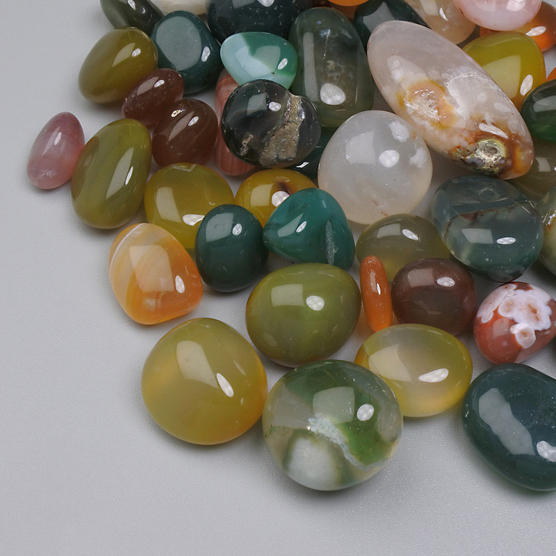 Naturalny agat różnokolorowy, fasetowany koralik bez otworu 11–24 × 9–12 mm ± (za 100 g ±)