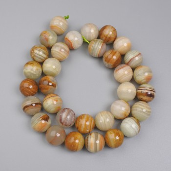 Koraliki onyks w kształcie gładkich kulek, średnica 12 mm +/- na nitce, długość 39 cm+