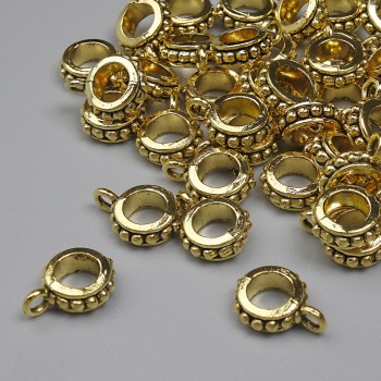 Bajl pozłacany 11×3 mm do biżuterii, otwór 4,5 mm, średnica 2 mm, opakowanie 20 g, 46 szt.