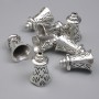 Końcówka jubilerska do koralików, kolor metalu srebrny, średnica 17×11 mm, otwór około 1 mm, opakowanie 20 g (~8 szt.)