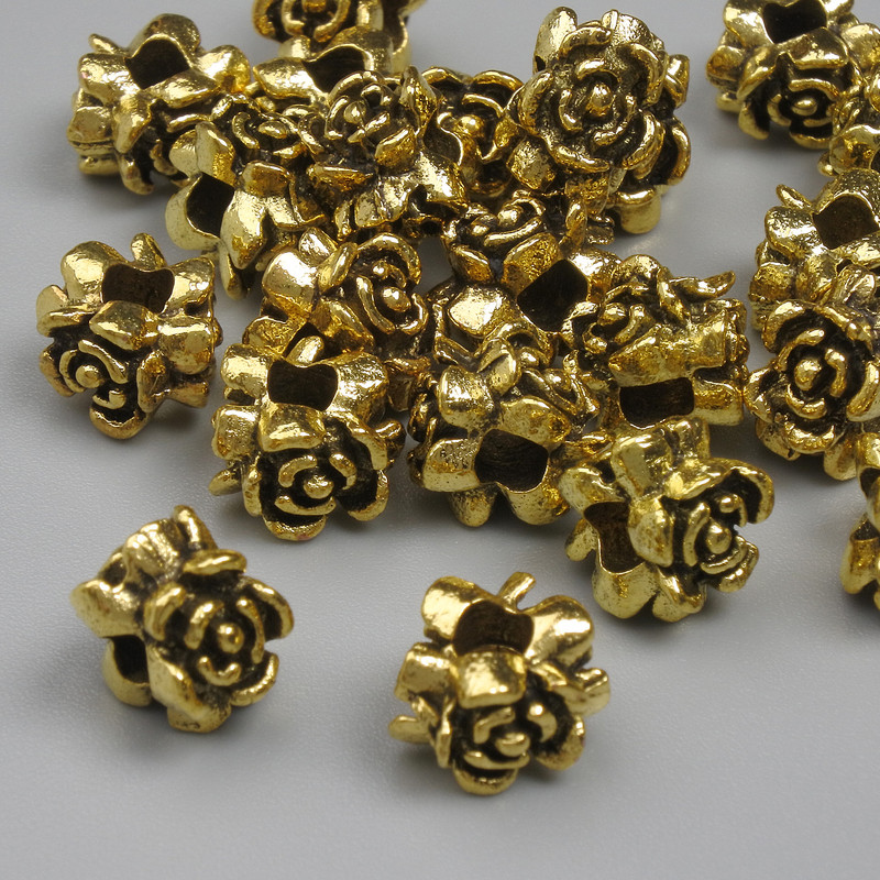 Koralik-wkładka w kolorze złotym, średnica 8×5 mm, otwór 2,8 mm, opakowanie 20 g (~22 szt.)