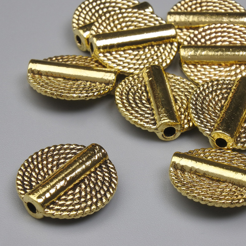 Złota wstawka-koralik, kolor metalu: złoty, średnica 14 mm +/- otwór, średnica 1,7 mm +/- opakowanie 20 g (~12 szt.)