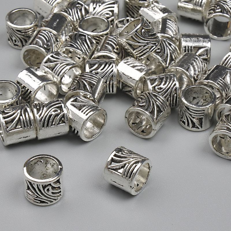 Koralik-wstawka, kolor metalu: srebrny, średnica 6×7 mm ± otwór 5 mm ± opakowanie 20 g (~42 szt.)