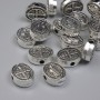 Koralik-wkładka Święty Benedykt, kolor metalu: srebrny, średnica 10×8 mm, otwór 1,5 mm, opakowanie 20 g (~19 szt.)