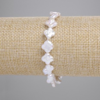 Bransoletka z barokowych pereł w odcieniu „benzynowym” koniczyna, średnica 8,5–10,5 × 8,5 mm, długość 18 cm ± (rozciągliwa)