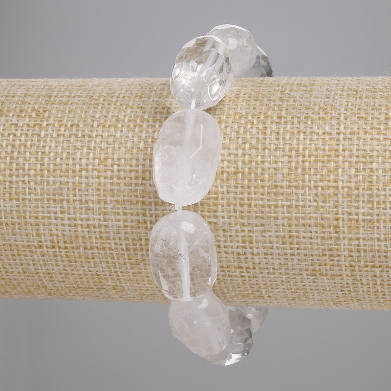 Bransoletka z górskiego kryształu – fasetowana kulka 16–18×10–13 mm, 5 mm, długość 18 cm, elastyczna
