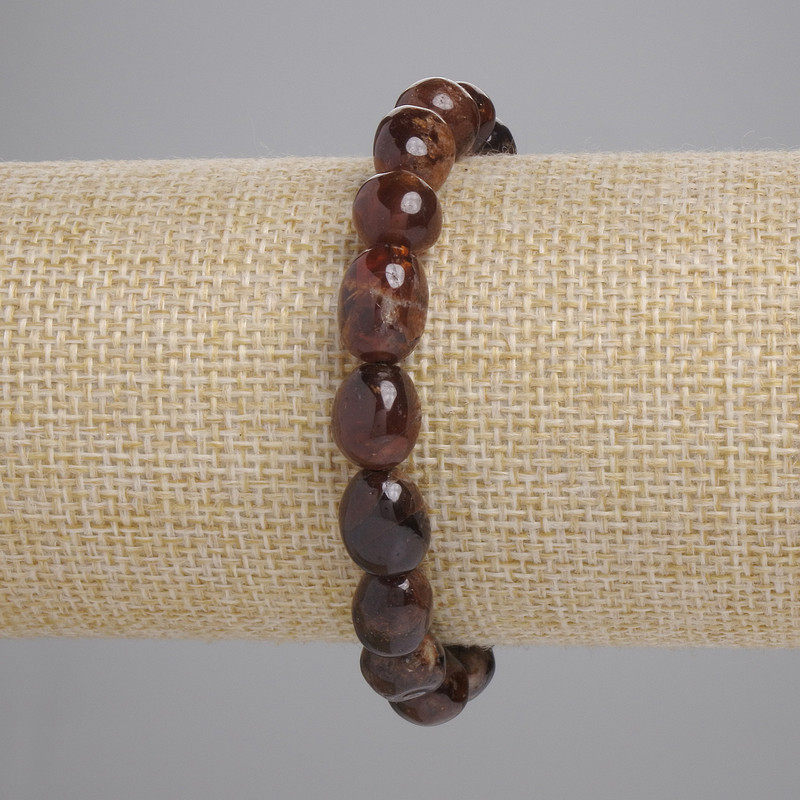 Bransoletka z granatu hessonitu fasetowana, średnica 9–13×8–10 mm, długość 18 cm, elastyczna